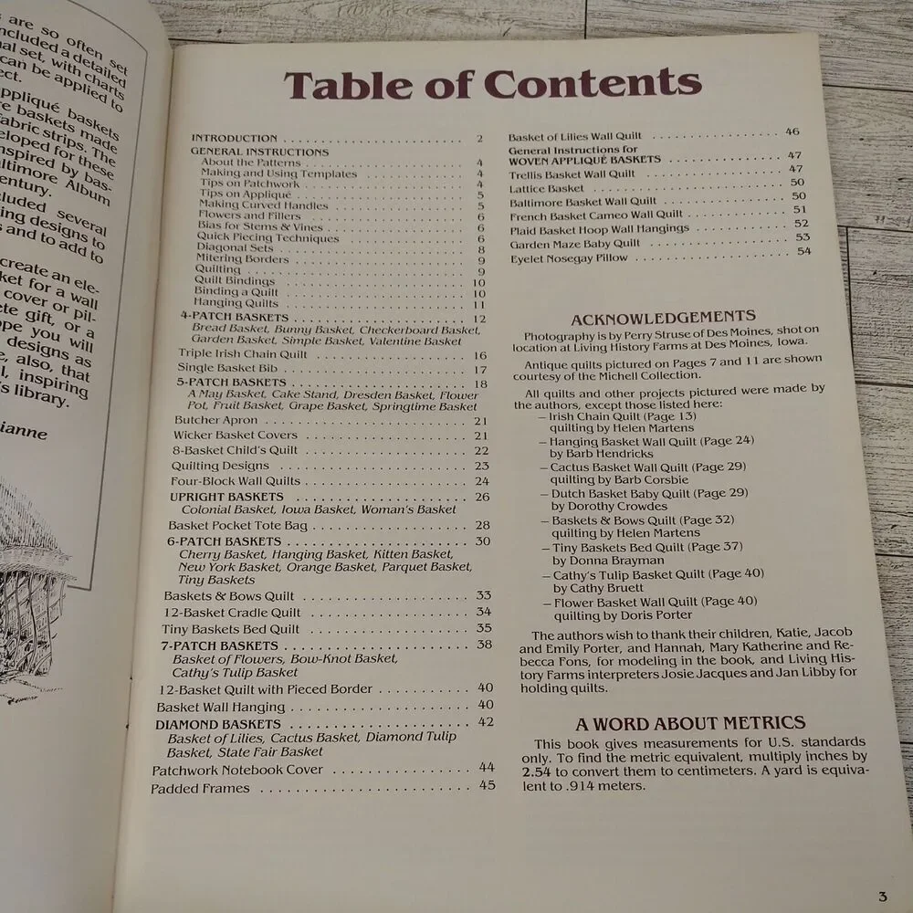 Classic Basket Quilting Patterns - Porter & Fons -‎ 1984 Sewing Craft Book
